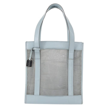 GUCCI mesh Hand Bag Nylon Light Blue Silver Auth mr1557 - 0