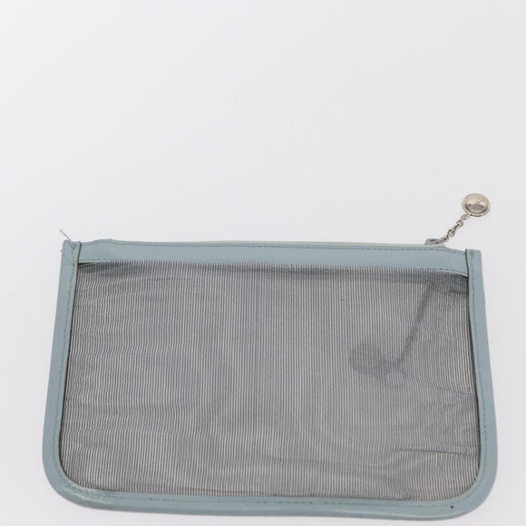 GUCCI mesh Hand Bag Nylon Light Blue Silver Auth mr1557