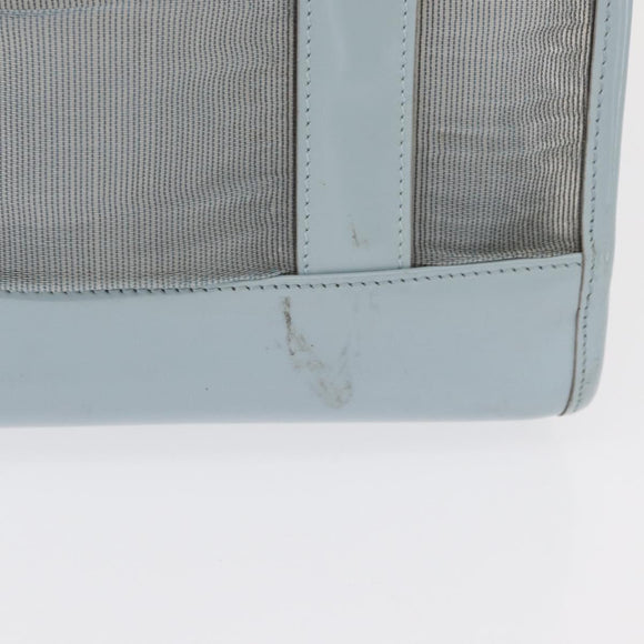 GUCCI mesh Hand Bag Nylon Light Blue Silver Auth mr1557