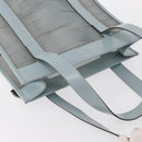 GUCCI mesh Hand Bag Nylon Light Blue Silver Auth mr1557-7