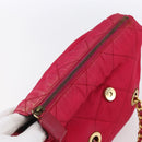 PRADA Quilted Chain Shoulder Bag Nylon Pink Gold Auth mr1558-9