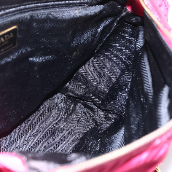 PRADA Quilted Chain Shoulder Bag Nylon Pink Gold Auth mr1558