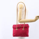 PRADA Quilted Chain Shoulder Bag Nylon Pink Gold Auth mr1558-24