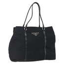 PRADA Hand Bag Nylon Black Silver Auth mr1559-1