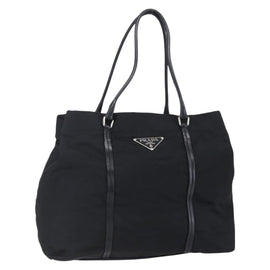 PRADA Hand Bag Nylon Black Silver Auth mr1559