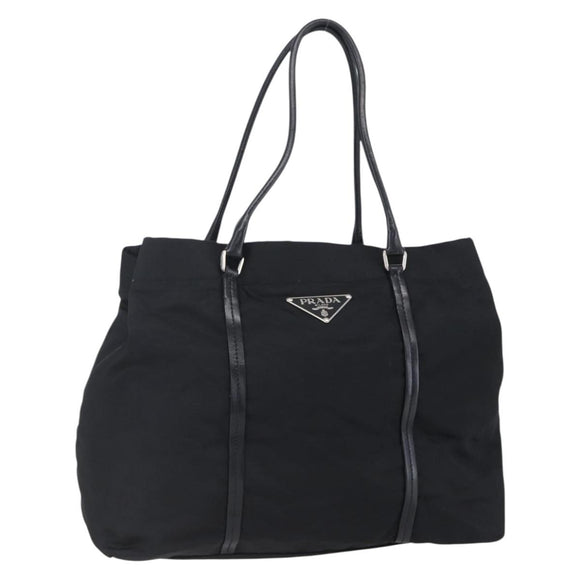 PRADA Hand Bag Nylon Black Silver Auth mr1559