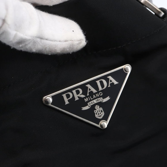PRADA Hand Bag Nylon Black Silver Auth mr1559