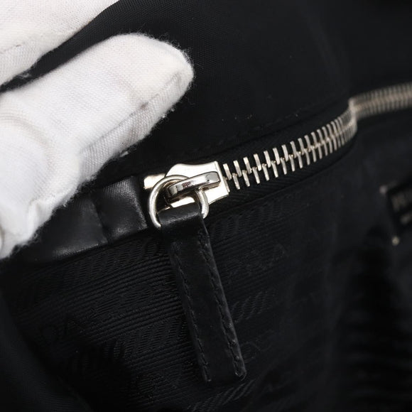 PRADA Hand Bag Nylon Black Silver Auth mr1559