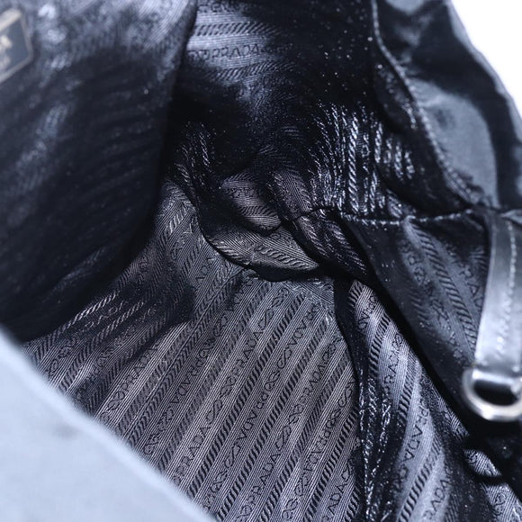 PRADA Hand Bag Nylon Black Silver Auth mr1559