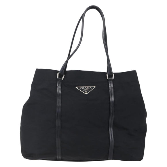 PRADA Hand Bag Nylon Black Silver Auth mr1559
