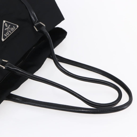 PRADA Hand Bag Nylon Black Silver Auth mr1559