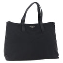 PRADA Hand Bag Nylon Black Silver Auth mr1560-1