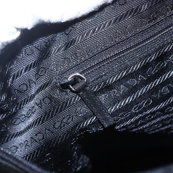 PRADA Hand Bag Nylon Black Silver Auth mr1560