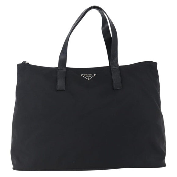 PRADA Hand Bag Nylon Black Silver Auth mr1560