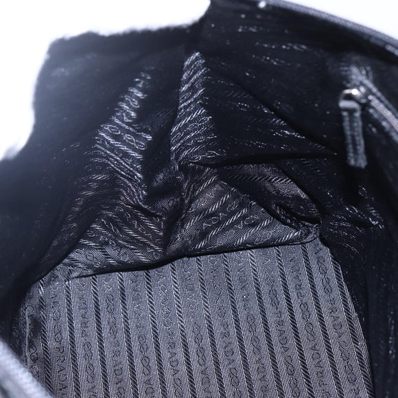 PRADA Hand Bag Nylon Black Silver Auth mr1560