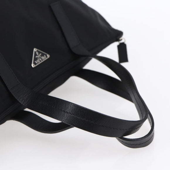 PRADA Hand Bag Nylon Black Silver Auth mr1560