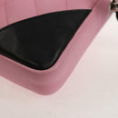 CHANEL Cambon Line Shoulder Bag Leather Pink Black CC Auth mr1562V-15