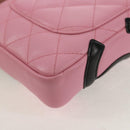 CHANEL Cambon Line Shoulder Bag Leather Pink Black CC Auth mr1562V-17