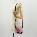 CHANEL Cambon Line Shoulder Bag Leather Pink Black CC Auth mr1562V-21