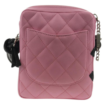 CHANEL Cambon Line Shoulder Bag Leather Pink Black CC Auth mr1562V - 0
