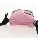 CHANEL Cambon Line Shoulder Bag Leather Pink Black CC Auth mr1562V-6