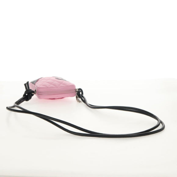 CHANEL Cambon Line Shoulder Bag Leather Pink Black CC Auth mr1562V