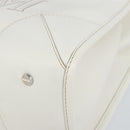 MCM Hand Bag Leather White Gold Auth mr1564-15