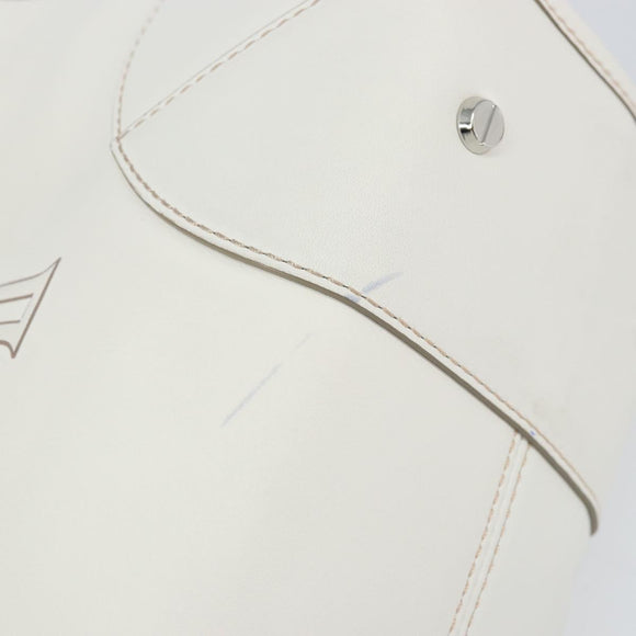 MCM Hand Bag Leather White Gold Auth mr1564