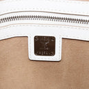 MCM Hand Bag Leather White Gold Auth mr1564-11