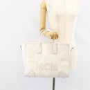 MCM Hand Bag Leather White Gold Auth mr1564-25