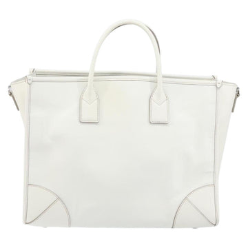 MCM Hand Bag Leather White Gold Auth mr1564 - 0