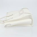 MCM Hand Bag Leather White Gold Auth mr1564-4