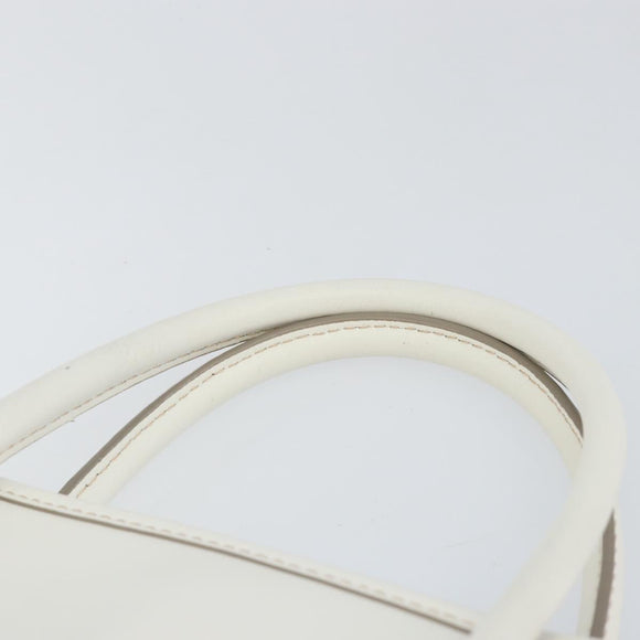 MCM Hand Bag Leather White Gold Auth mr1564