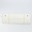 MCM Hand Bag Leather White Gold Auth mr1564-5