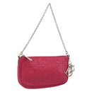 Christian Dior Canage Chain Shoulder Bag Lamb Skin Pink Silver Auth mr1565-1