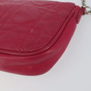 Christian Dior Canage Chain Shoulder Bag Lamb Skin Pink Silver Auth mr1565-14