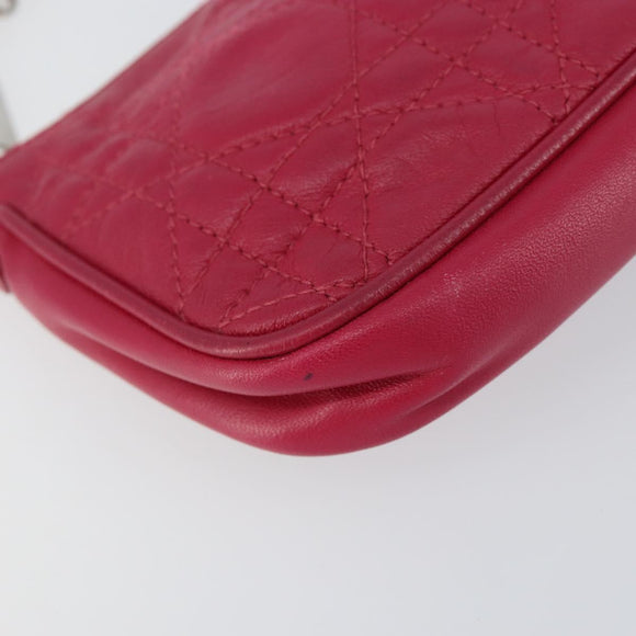 Christian Dior Canage Chain Schultertasche Lammleder Pink Silber Auth mr1565