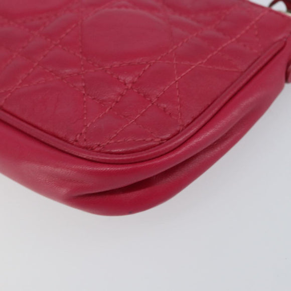 Christian Dior Canage Chain Schultertasche Lammleder Pink Silber Auth mr1565