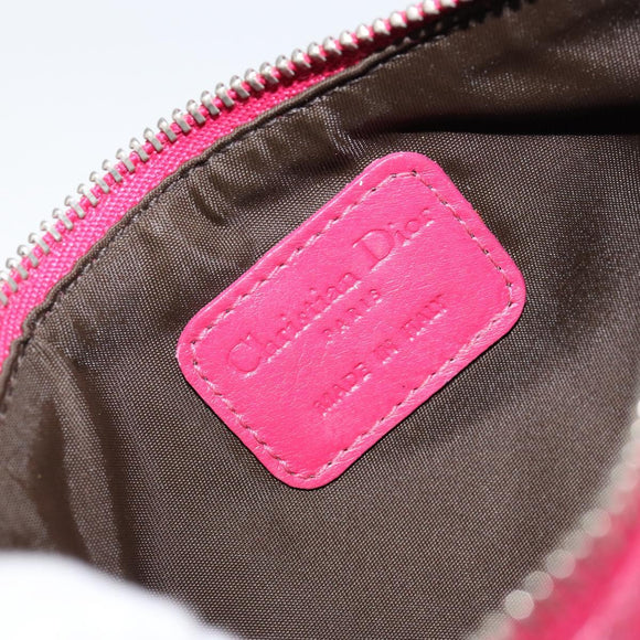 Christian Dior Canage Chain Shoulder Bag Lamb Skin Pink Silver Auth mr1565