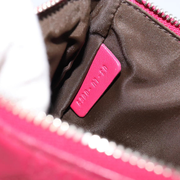 Christian Dior Canage Chain Shoulder Bag Lamb Skin Pink Silver Auth mr1565