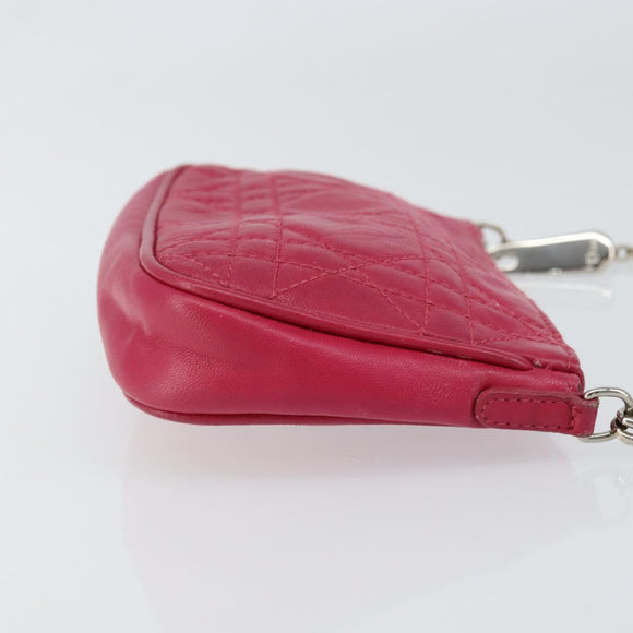 Christian Dior Canage Chain Schultertasche Lammleder Pink Silber Auth mr1565