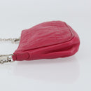 Christian Dior Canage Chain Shoulder Bag Lamb Skin Pink Silver Auth mr1565-4