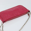 Christian Dior Canage Chain Shoulder Bag Lamb Skin Pink Silver Auth mr1565-6