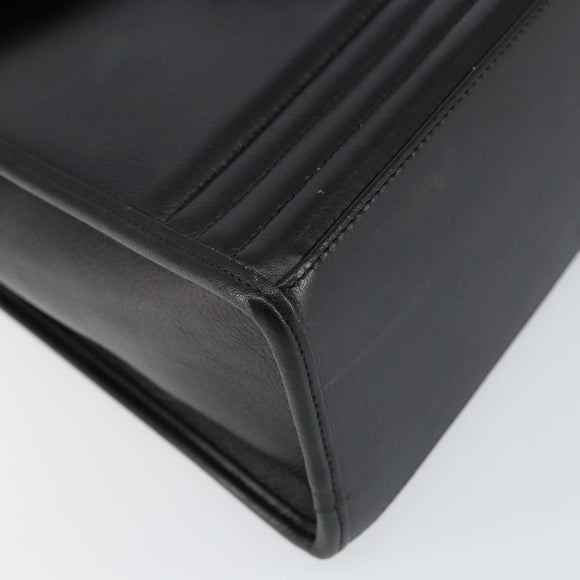 SAINT LAURENT Hand Bag Leather Black Gold Auth mr1566