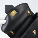 SAINT LAURENT Hand Bag Leather Black Gold Auth mr1566-9