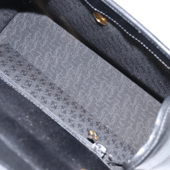 SAINT LAURENT Hand Bag Leather Black Gold Auth mr1566