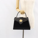 SAINT LAURENT Hand Bag Leather Black Gold Auth mr1566-24