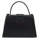 SAINT LAURENT Hand Bag Leather Black Gold Auth mr1566-2