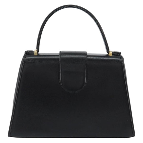 SAINT LAURENT Hand Bag Leather Black Gold Auth mr1566