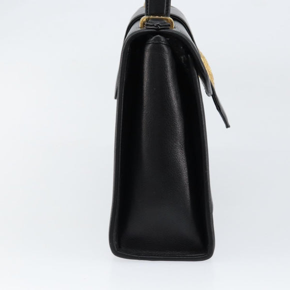 SAINT LAURENT Hand Bag Leather Black Gold Auth mr1566